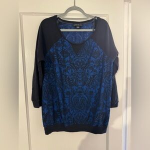 Forever 21 Blue and Black Patterned Shirt - 2X